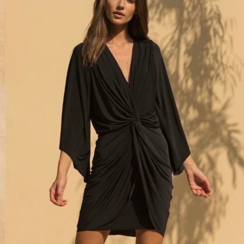 Misa Los Angeles Teget Draped Cocktail Dress